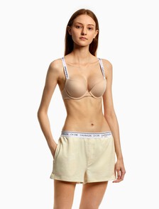 Tailored Logo Push Up Plunge Bra, Beechwood, hi-res