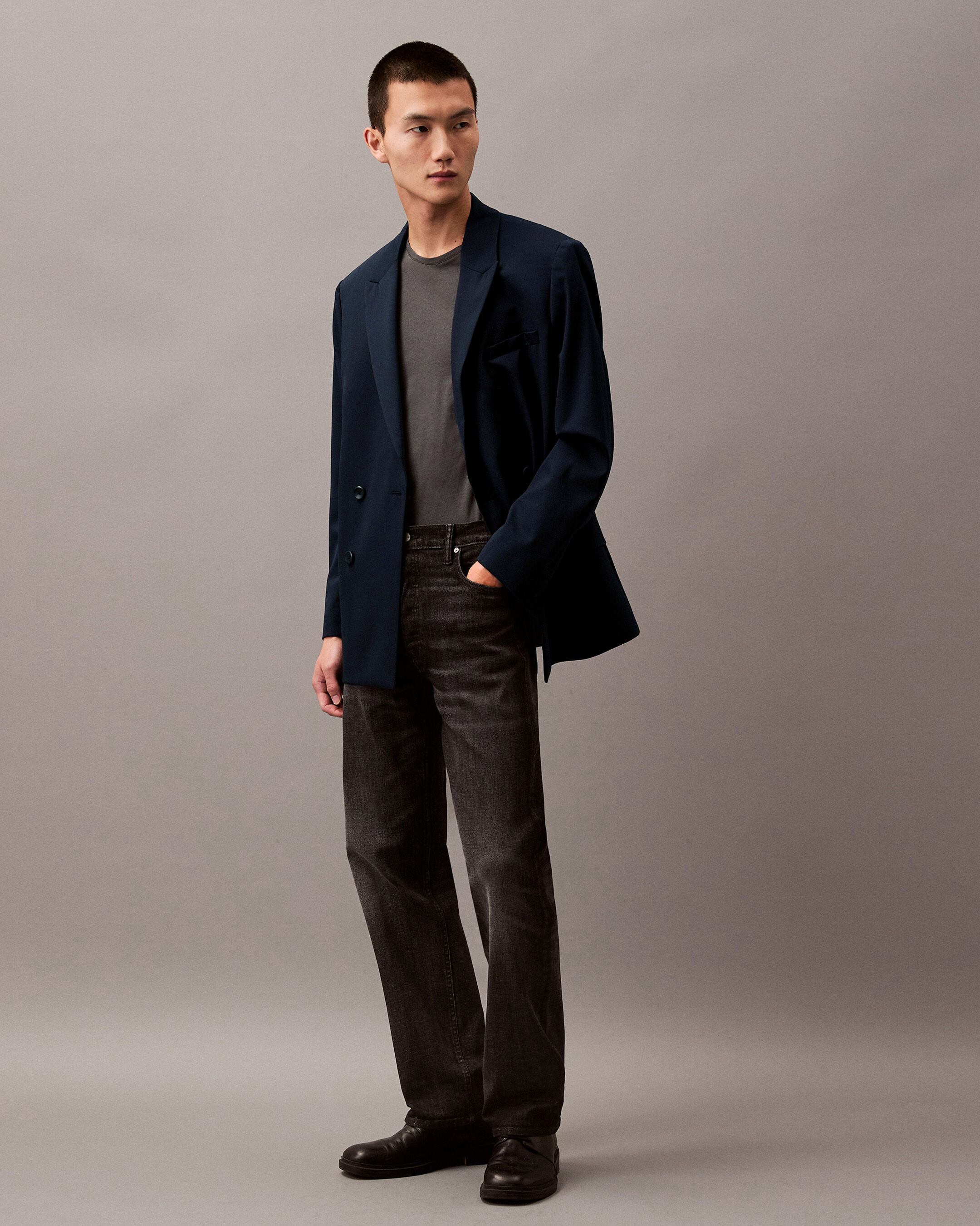Wool Double Breasted Blazer blue Calvin Klein Malaysia