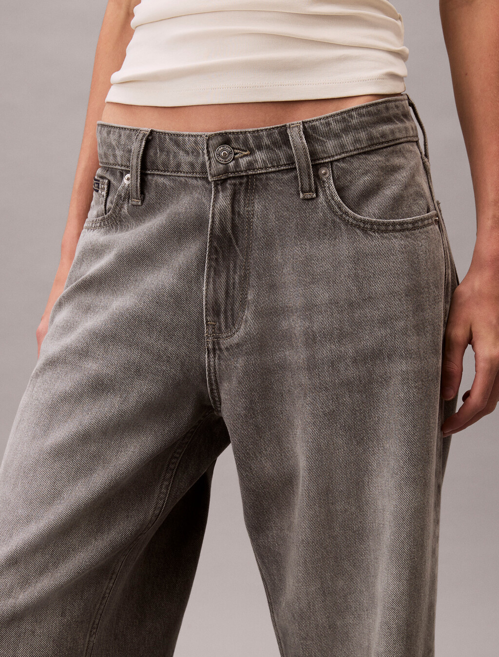 90's Low Rise Baggy Jeans, GREY DOVE, hi-res