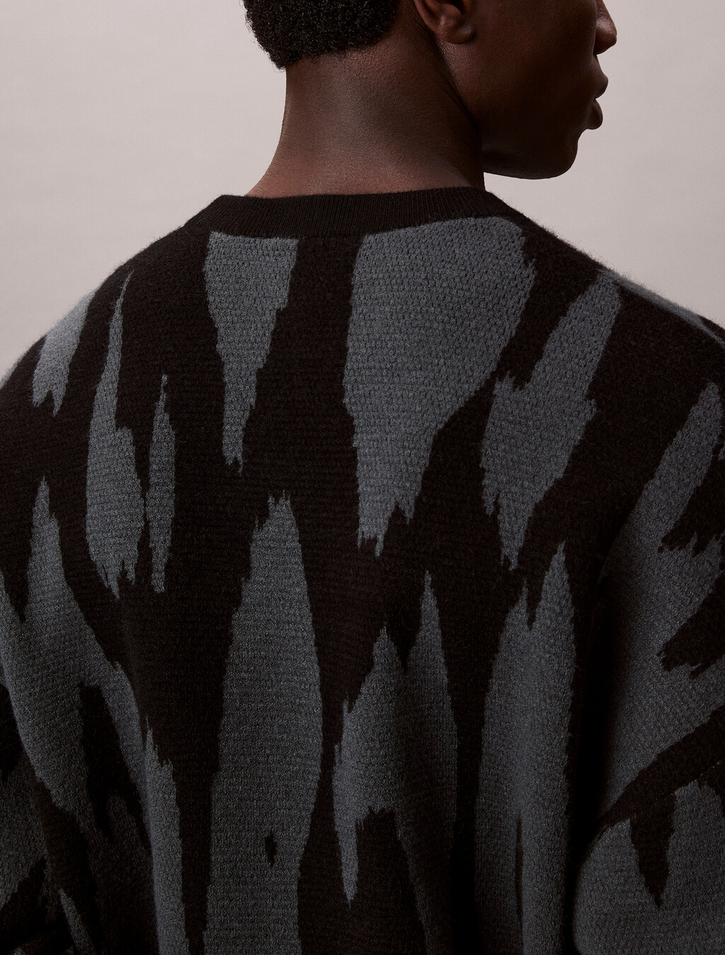 Print Jacquard Relaxed Sweater, Harlem Night Blue, hi-res