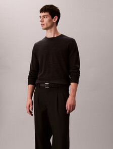 Wide Leg Pleated Viscose Pant, Black, hi-res