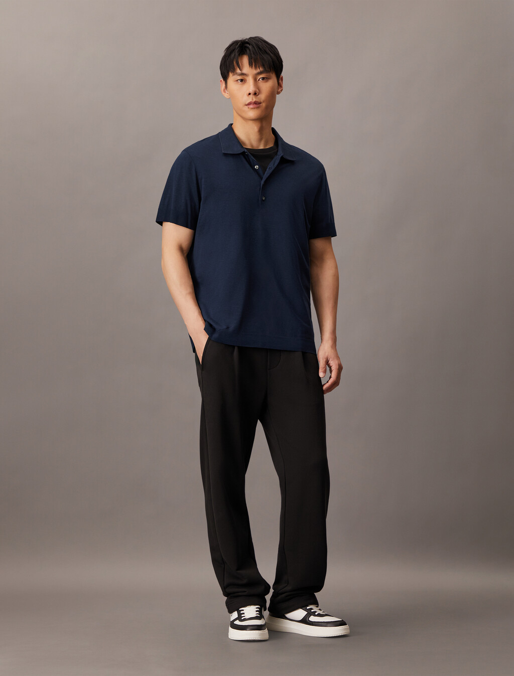 Fine Knit Lyocell Blend Polo Shirt, Dark Sapphire, hi-res