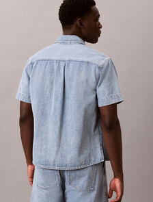 Denim Short Sleeve Utility Shirt, SHALLOW TIDE, hi-res