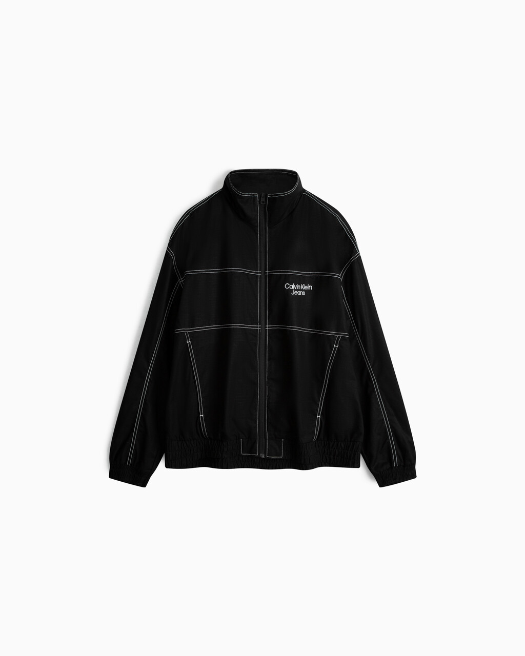 Varsity Curved Logo Stand Collar Jacket, Ck Black, hi-res