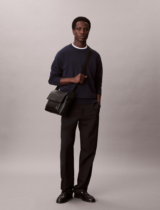 Saffiano Emblem Logo Messenger Bag