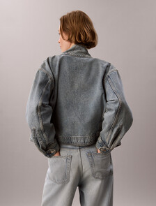Cropped Denim Utility Jacket, TATTERED LAPIS, hi-res