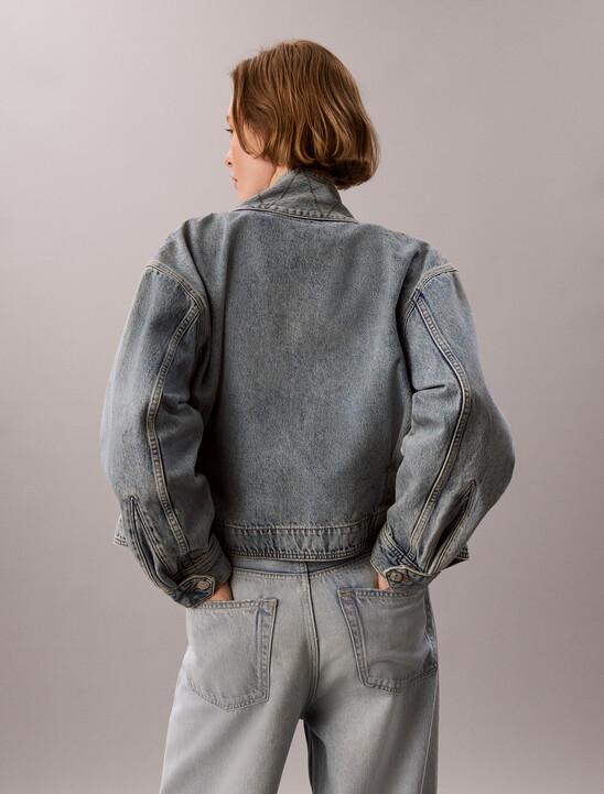 Cropped Denim Utility Jacket