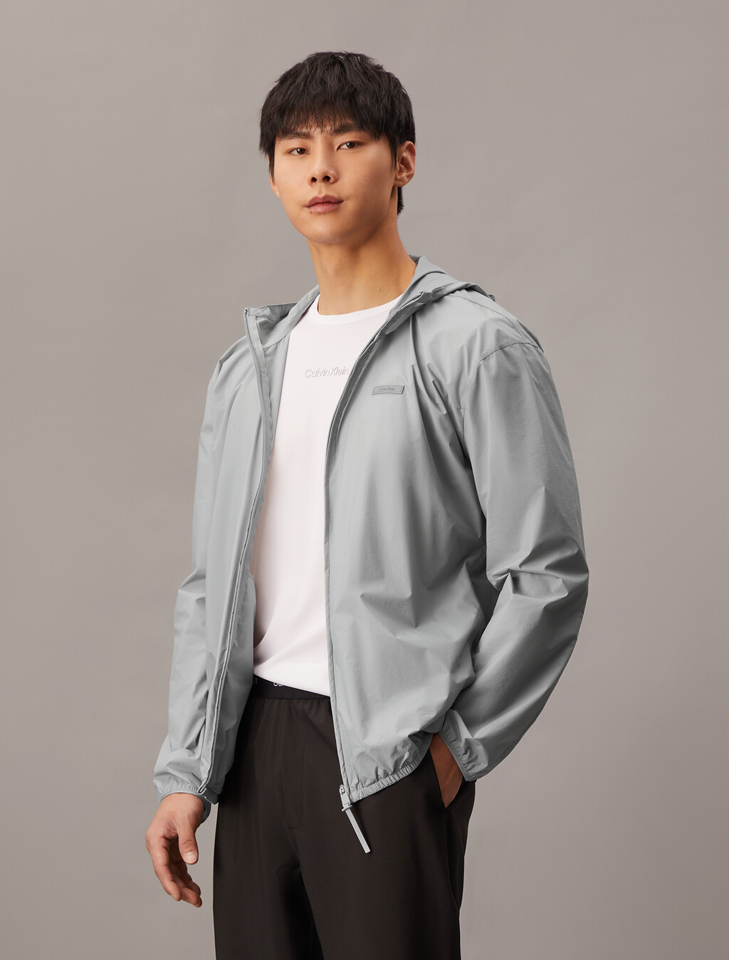 Essentials Woven Hood Jacket, Sleet, hi-res
