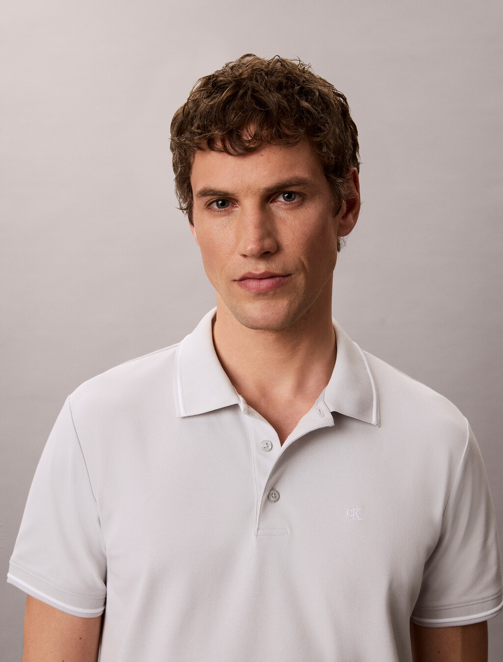 Cooling Tipped Collar Polo, Marble Gray, hi-res