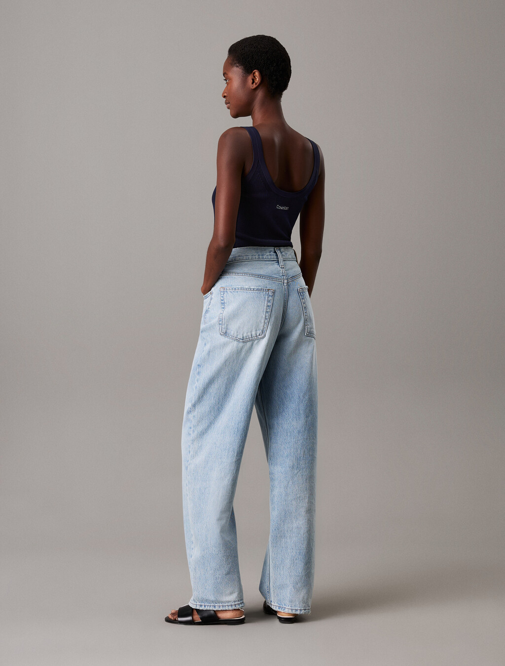 Viscose Rib Knit Tank Top, Baritone Blue, hi-res