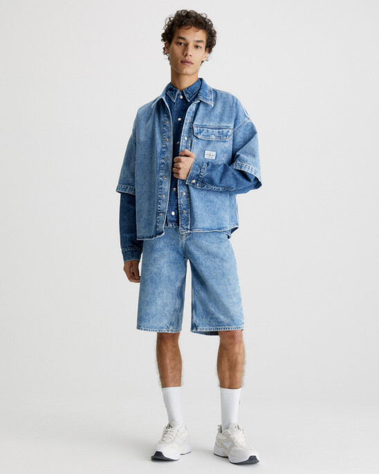 Oversized Short Sleeve Denim Shirt