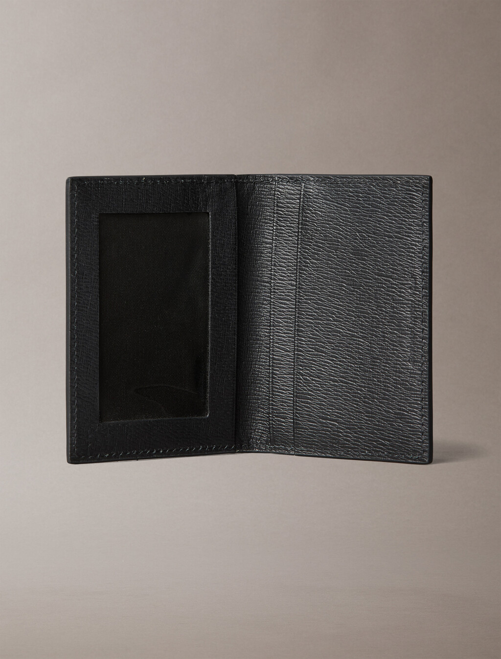Saffiano Leather Bifold Wallet with Coin Pouch, Black, hi-res