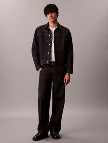 Pleated Denim Trucker Jacket, ICONIC INDIGO, hi-res