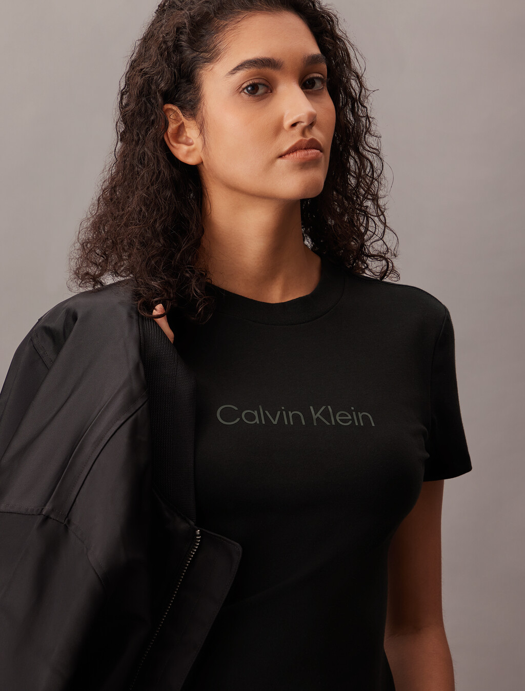 Slim Fit Logo Tee, Black, hi-res