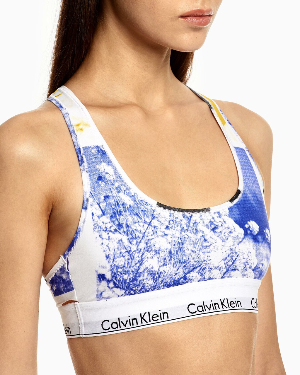 Modern Cotton Unlined Bralette, Hero Graphic Floral+White, hi-res