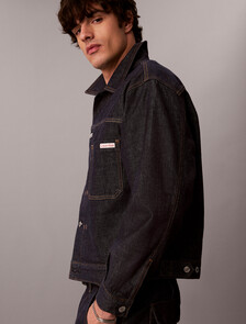 Pleated Denim Trucker Jacket, ICONIC INDIGO, hi-res