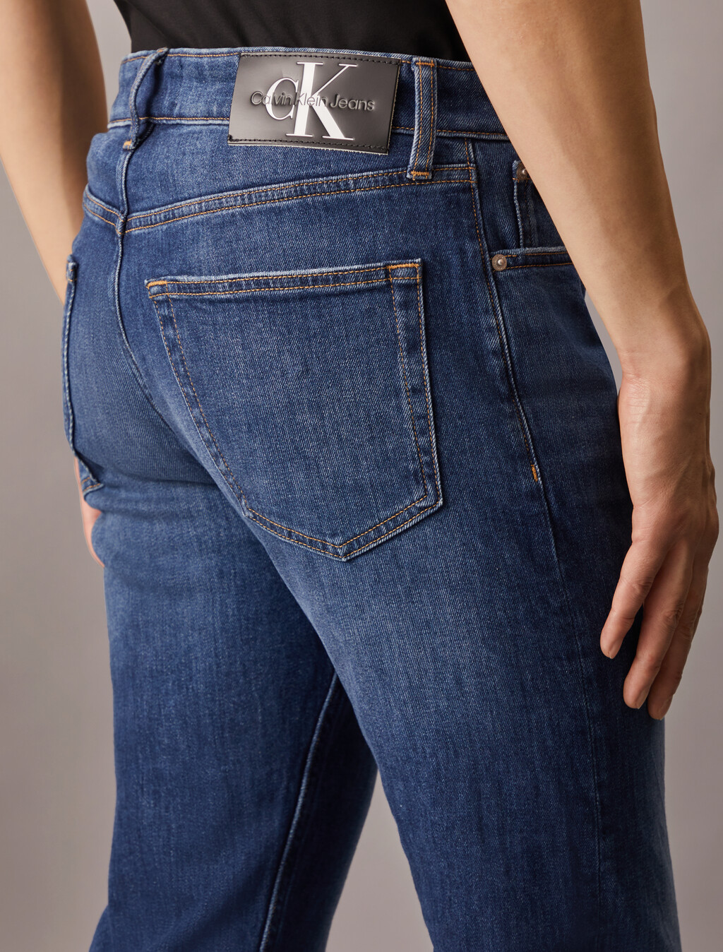 Recycled Cotton Slim Straight Cropped Jeans, Denim Dark, hi-res