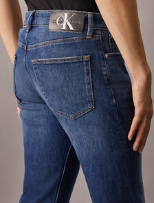 Recycled Cotton Slim Straight Cropped Jeans, Denim Dark, hi-res