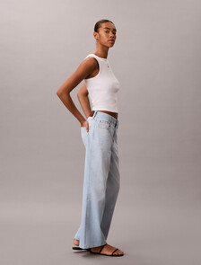 Cotton Linen Wide Leg Jeans, LT ANDERSON, hi-res