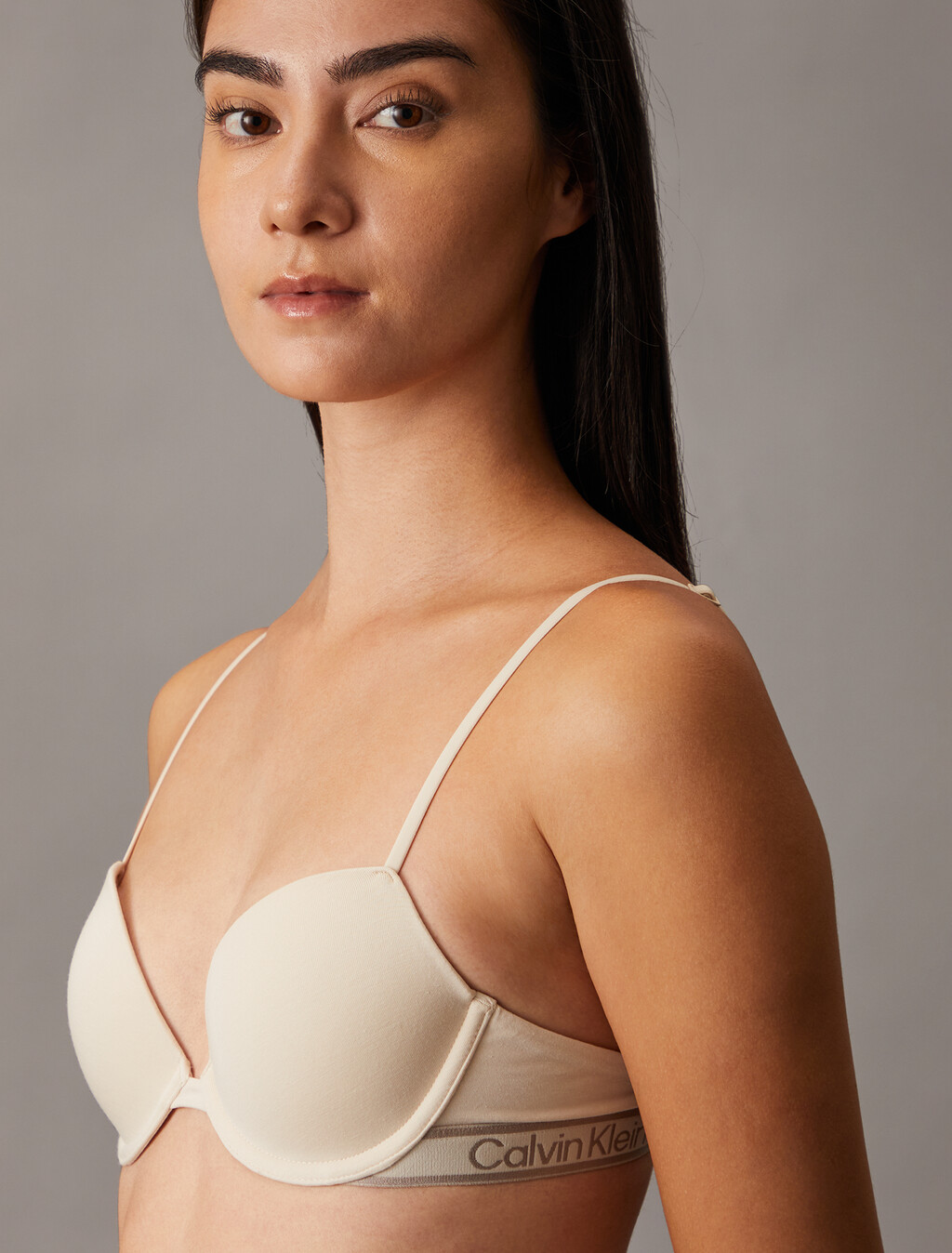 Tonal Logo Cotton Lightly Lined Demi Bra, Sandshell, hi-res