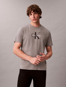 Monogram Crewneck Tee, Med Grey Htr, hi-res