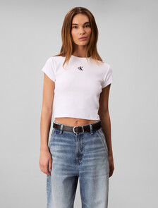 Rib Knit Baby Tee, Brilliant White, hi-res