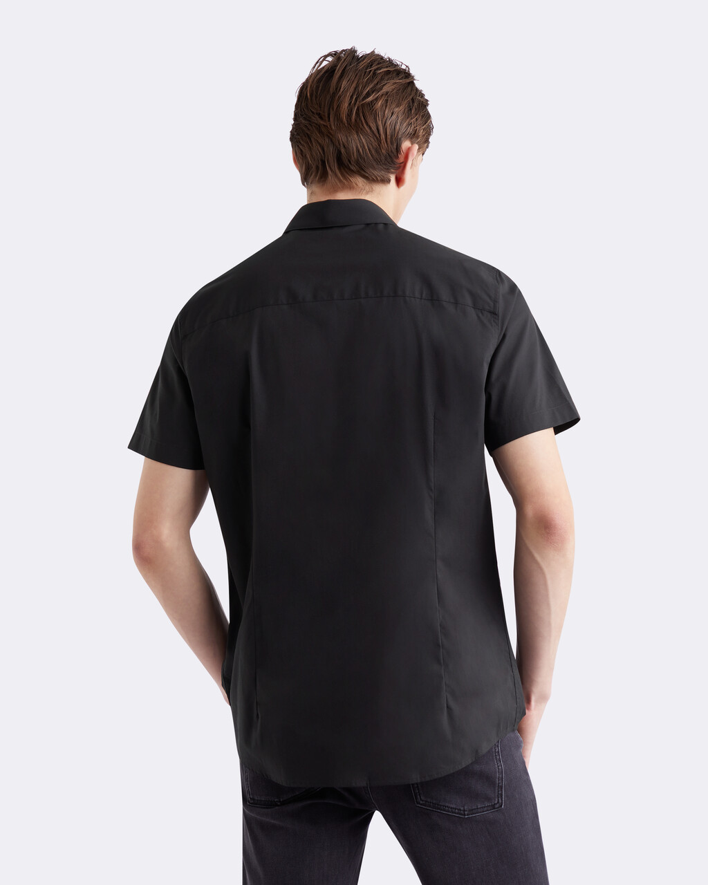 Tonal Monogram Short Sleeve Shirt, CK BLACK, hi-res