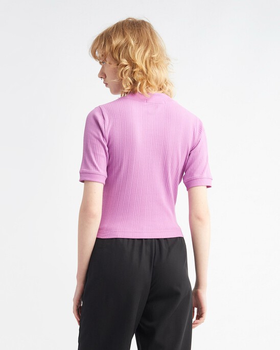 Small Logo Badge Rib Knit Top