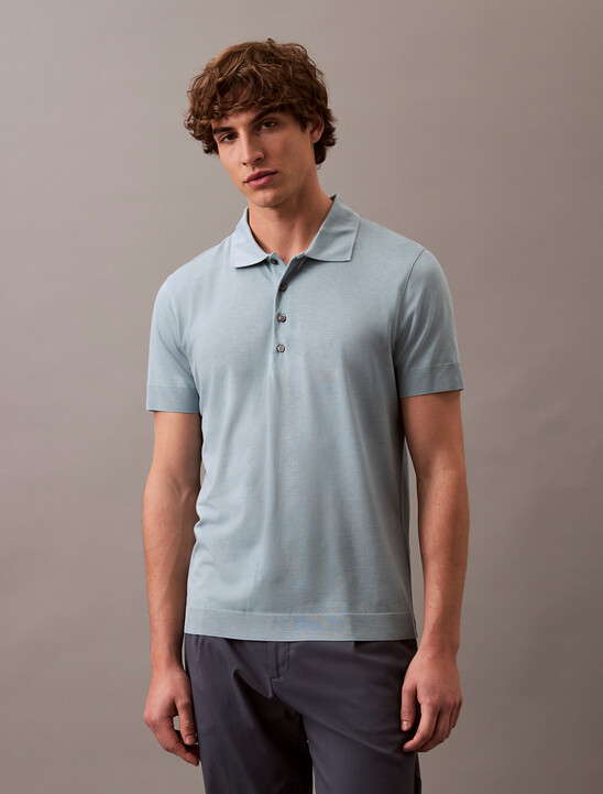 Fine Knit Lyocell Blend Polo Shirt