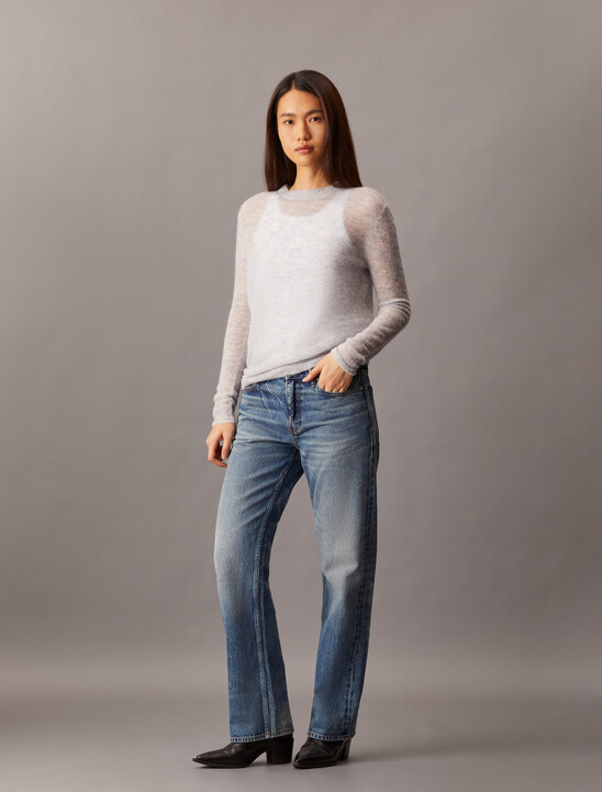 Sheer Alpaca Fine Gauge Crewneck Sweater