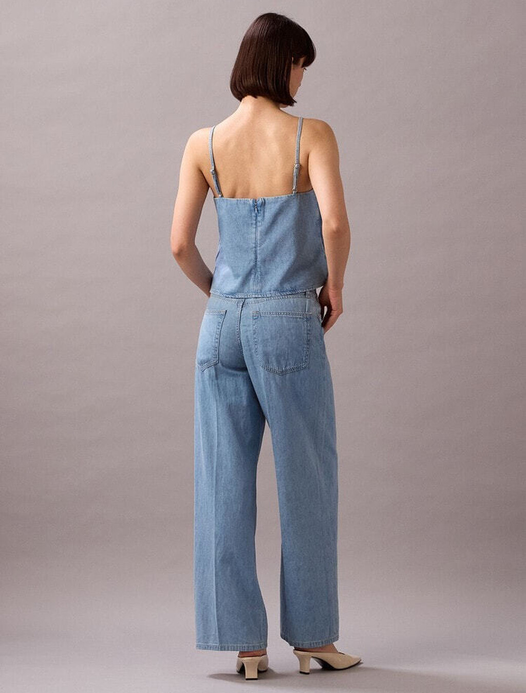 Linen Denim Tank Top, AARON INDIGO, hi-res