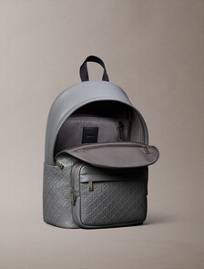 Embossed Allover Monogram Backpack, Charcoal Gray, hi-res