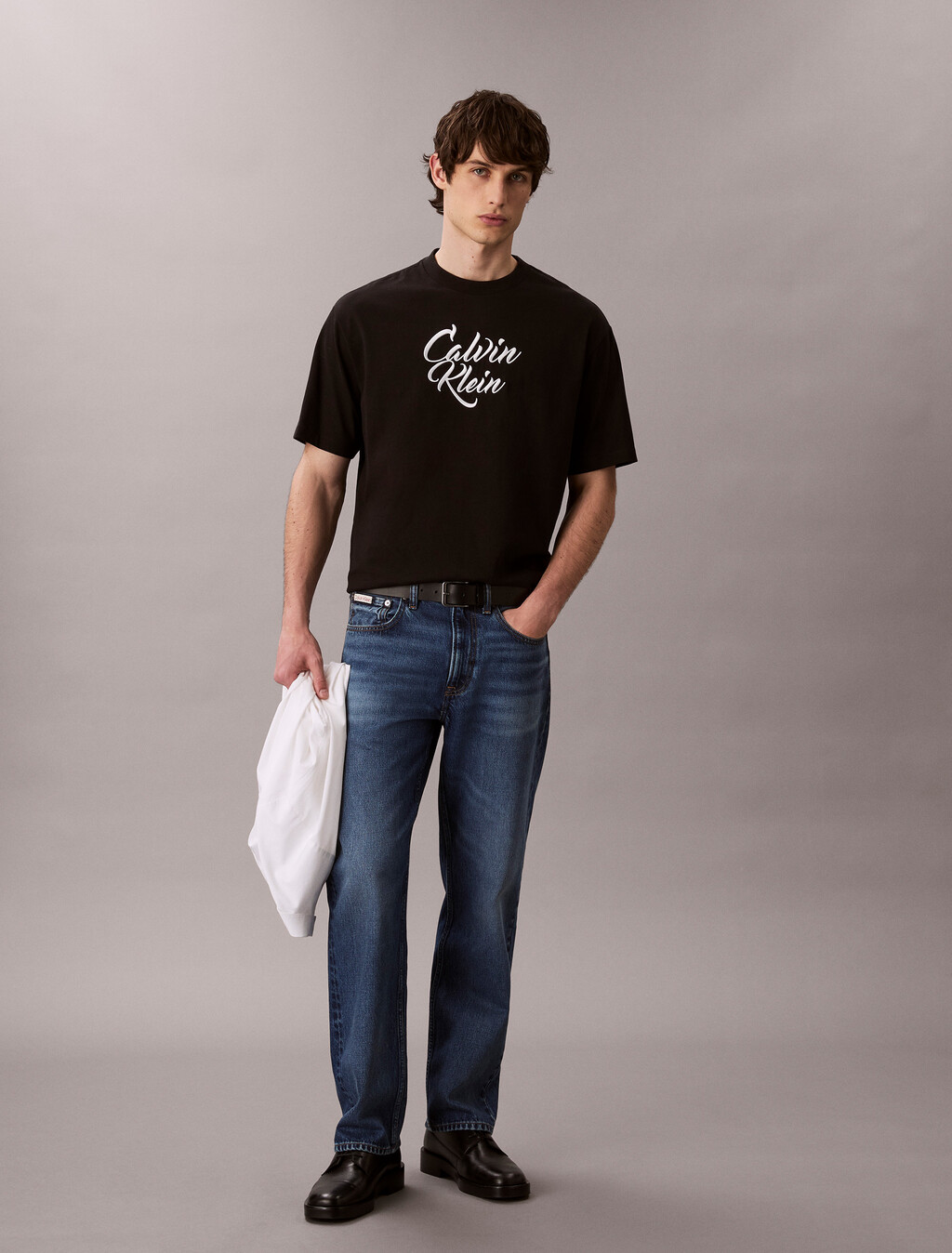 Script Logo Graphic Relaxed T-Shirt, Black, hi-res