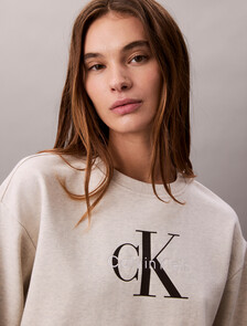 Cropped Monogram Sweatshirt, Vanilla Heather, hi-res