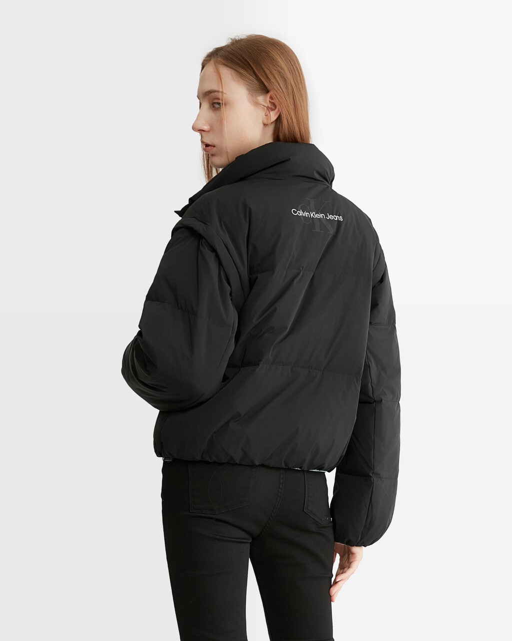 Feminine Detailing Lightweight Down Jacket, Ck Black, hi-res