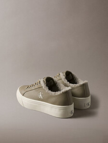 Leather Signature Platform Trainers, Desert Taupe/Dk Ecru, hi-res