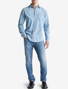 Casual Classic Light Wash Denim Shirt, STEVIE BLUE, hi-res