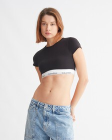 Modern Cotton T-Shirt Bralette, Black, hi-res