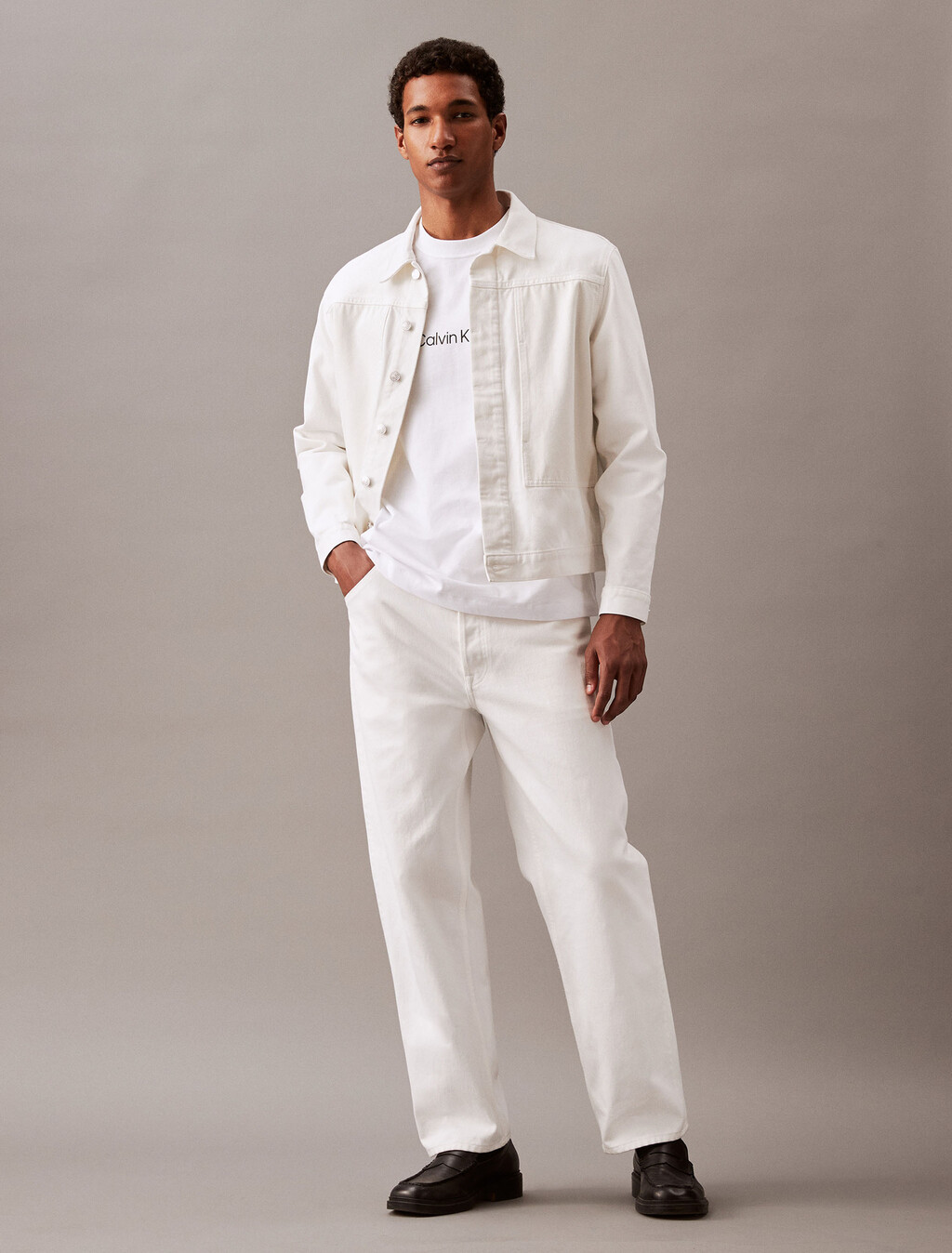 Calvin Logo Crew Neck Tee, Brilliant White, hi-res
