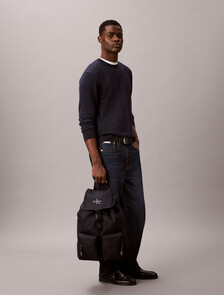 Nylon Monogram Logo Top Flap Backpack, Dark Sapphire, hi-res