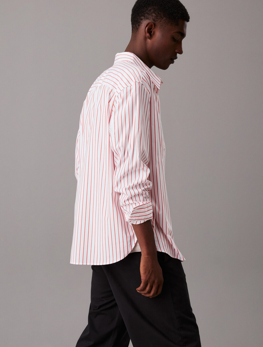 Relaxed Striped Shirt, Red Alert, hi-res