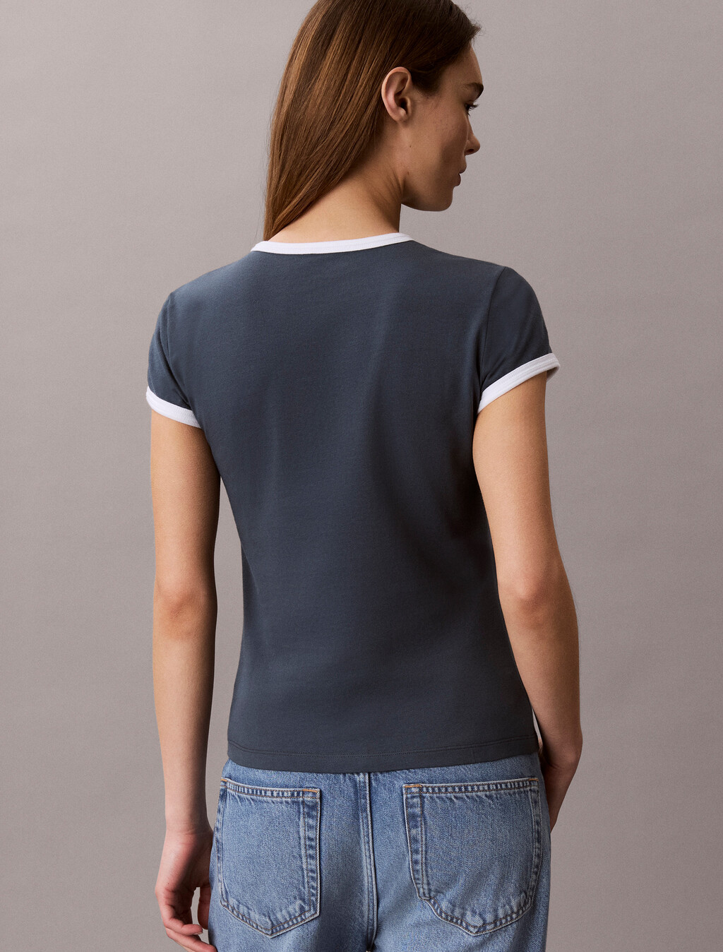 Embroidered Logo Ringer T-shirt, Dark Slate, hi-res