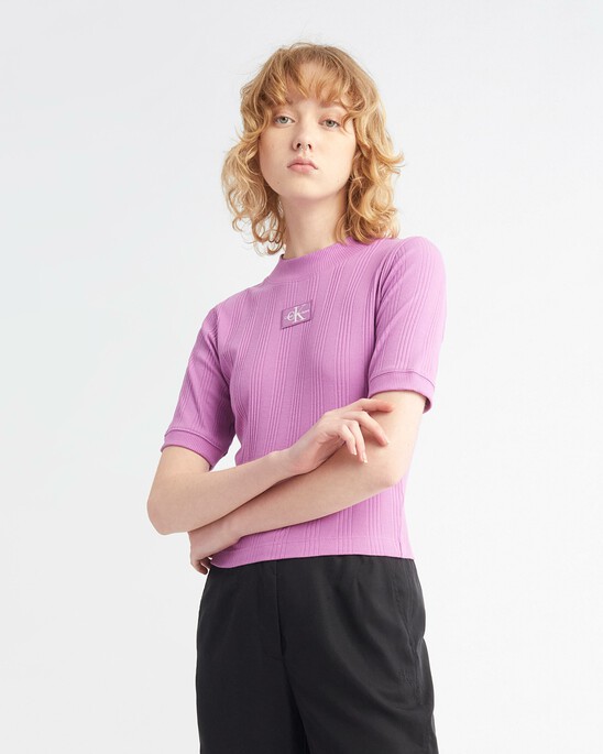 Small Logo Badge Rib Knit Top