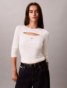 Cut-Out Rib Top, Tofu, hi-res