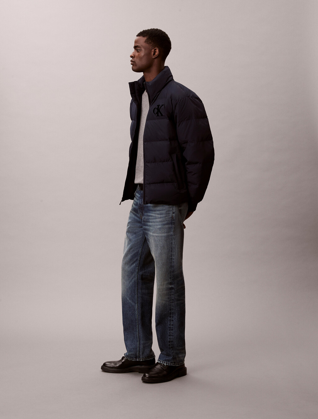 Chenille Monogram Puffer Jacket, Dark Sapphire, hi-res