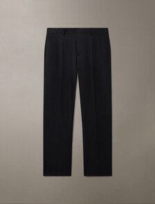 Premium Wool Blend Pleated Trouser, Charcoal Heather, hi-res