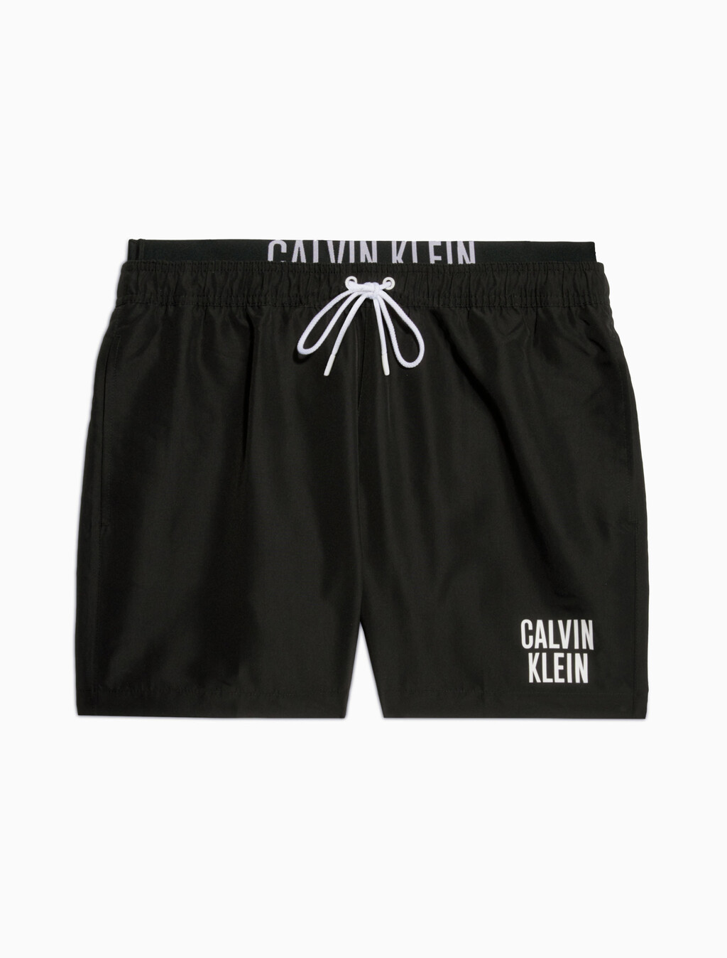 Double Waistband Medium Swim Trunks, Pvh Black, hi-res