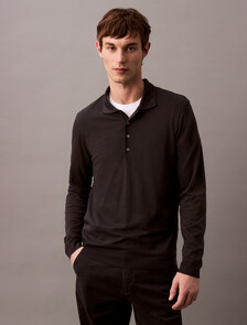 Fine Knit Silk Touch Polo, Black, hi-res