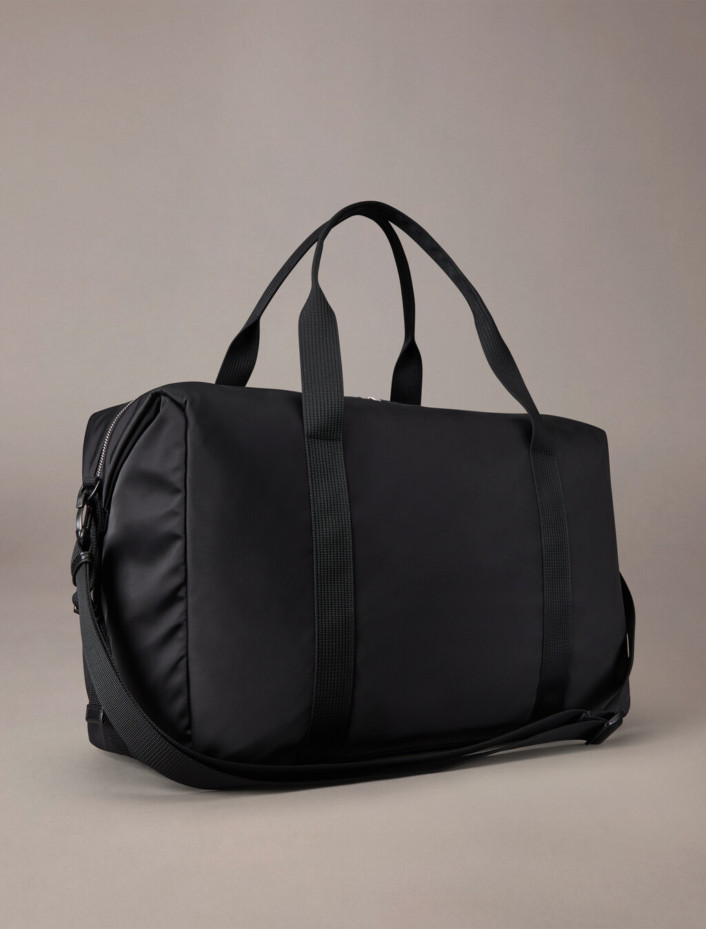 Sleek Nylon Weekender Bag, Black, hi-res
