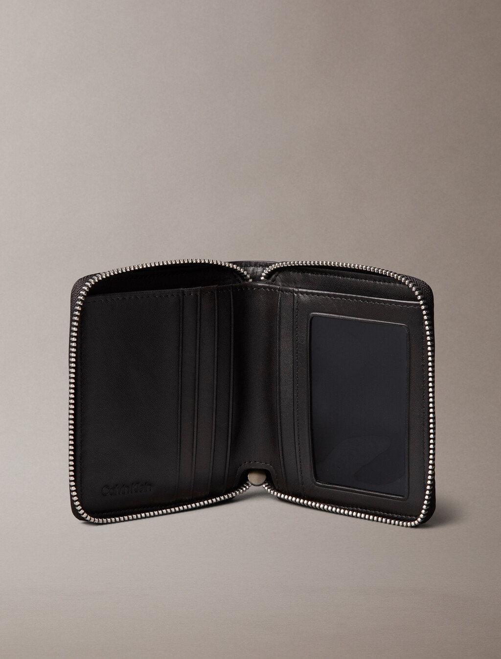 Embossed Woven Zip Billfold Wallet, Black, hi-res